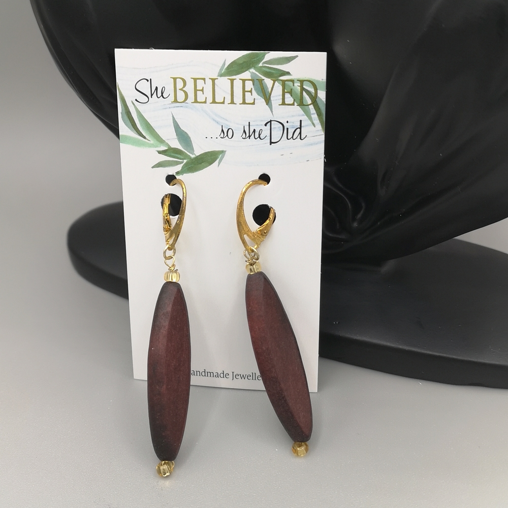 *FREE add-on Real Wood Earrings - Deep Brown